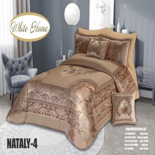 روتختی مخمل شانل white homeمدل Nataly دونفره 8 تکه رنگ نسکافه ای